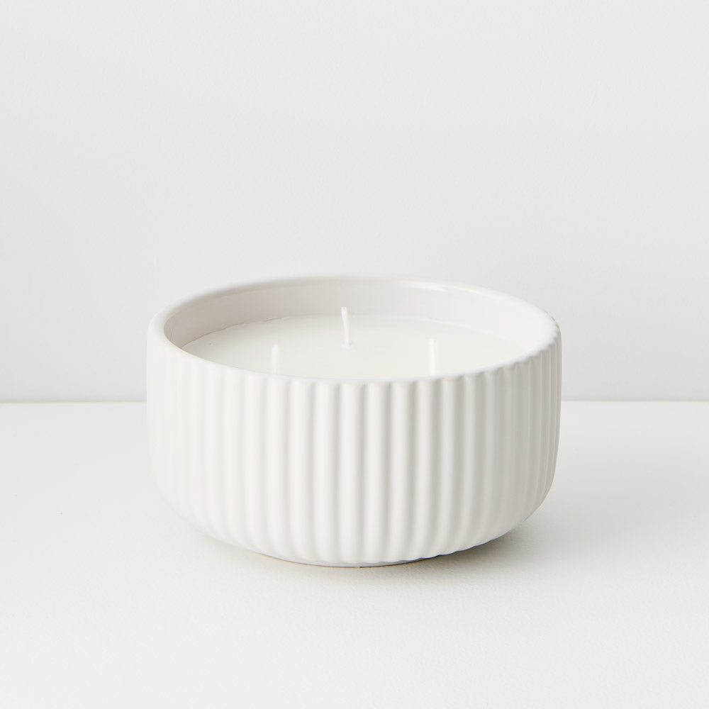 Milana Ribbed White Candle