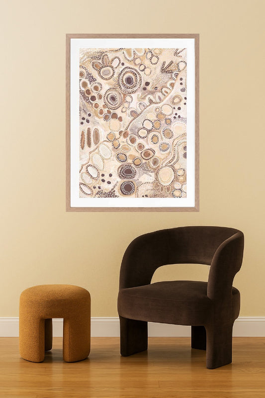 Ngu Nha Neutral Brown Print