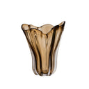 Wavy Amber Glass Vase